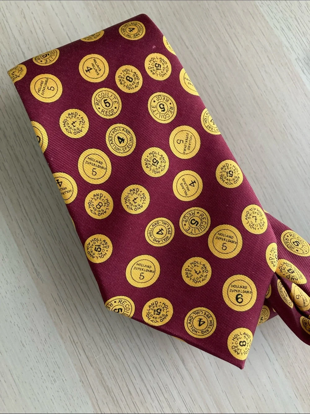 Holland & Holland London CLARET 36OZ CARTRIDGE CAP SILK TIE Handmade